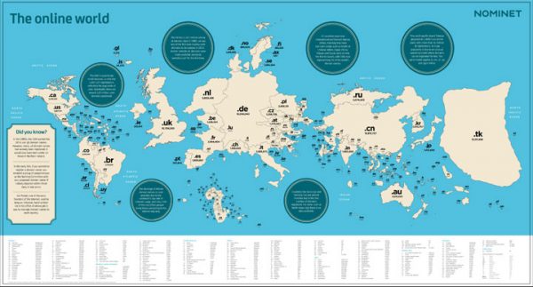 Domeinnaam landenextensies wereldwijd